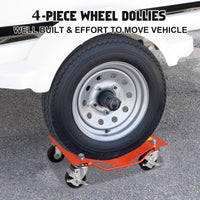 Set di carrelli per auto Garvee, 4 pezzi, arancione, resistente, 6000 libbre, acciaio, antiscivolo, rulli a 360° con freni, per garage, moto, camion