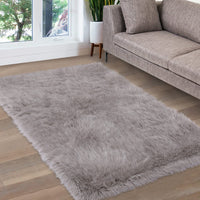 Garvee Tappeto Morbido Finto Pecora Shaggy 1000 GSM Antiscivolo Grigio 4x6 Piedi Rettangolare per Camera e Soggiorno