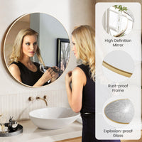 Specchio da parete rotondo dorato Garvee da 30", grande specchio da bagno, cornice in metallo dorato opaco, arredamento moderno per la casa e il bagno