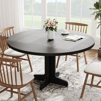 Tavolo da pranzo rotondo Garvee da 47" con struttura in metallo e piano in MDF per 4 persone, cucina e sala da pranzo, design rustico, marrone