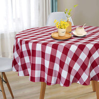 Tovaglia rotonda a quadretti GARVEE Buffalo Check, 70 pollici, rosso e bianco, antimacchia, lavabile, in poliestere, antipiega, per cucina e picnic