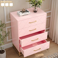 Cassettiera per camera da letto Garvee con 4 cassetti, maniglie in metallo, rosa, legno, viola in metallo robuste, salvaspazio, per soggiorno e ufficio