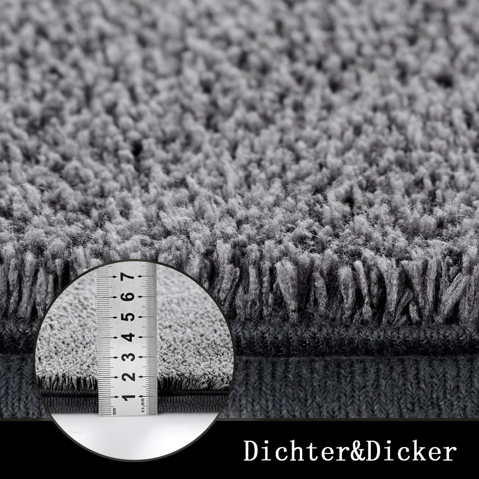 Tappetini da bagno antiscivolo GARVEE, tappetini da bagno antiscivolo, lavabili in lavatrice, morbidi tappetini da bagno in microfibra, grigio scuro, 50x80 cm