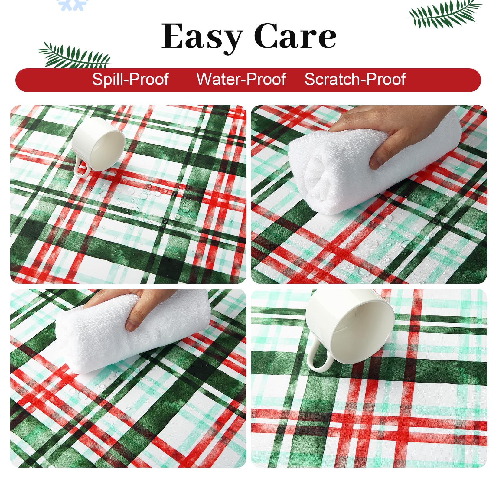 Tovaglia natalizia rotonda GARVEE, impermeabile, lavabile, a quadri rosso-verde, 152 cm, sala da pranzo, festiva