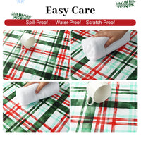 Tovaglia natalizia rotonda GARVEE, impermeabile, lavabile, a quadri rosso-verde, 152 cm, sala da pranzo, festiva