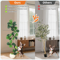 Albero di fico artificiale Garvee a foglia di violino, vaso bianco da 5 piedi per soggiorno e ufficio, foglie di seta realistiche, rami regolabili, resistente alle intemperie