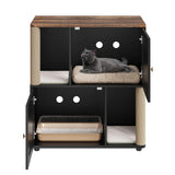Garvee Mobile Doppio Strato Lettiera Gatti con Tiragraffi in Legno MDF per Soggiorno e Balcone, 80x50x88 cm, Naturale