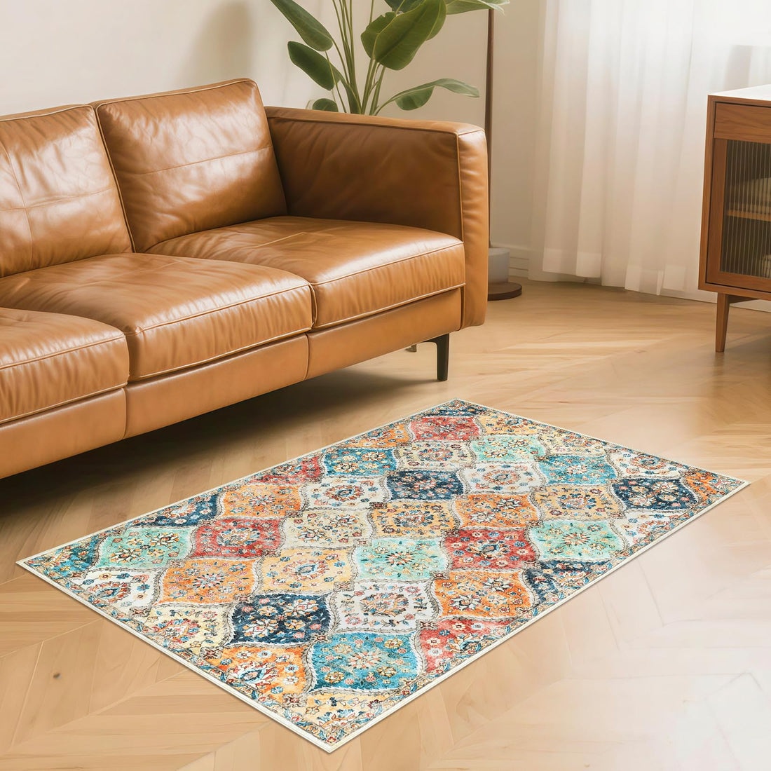 Tappeto da corridoio Garvee 80 x 150 cm, lavabile, motivo floreale vintage, per camera da letto e cucina, antiscivolo