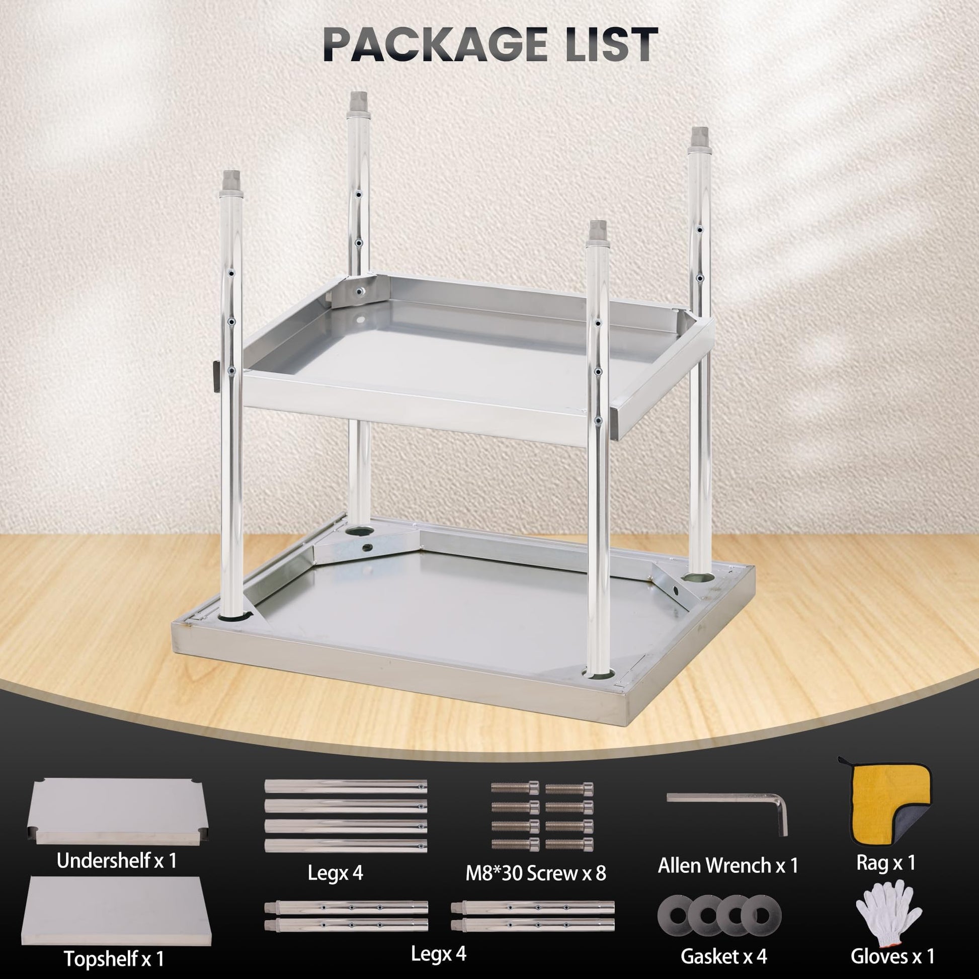 Tavolo da lavoro in acciaio inossidabile Garvee da 24x12 pollici, regolabile, resistente, antiruggine, antigrafcio, per catering e uso esterno