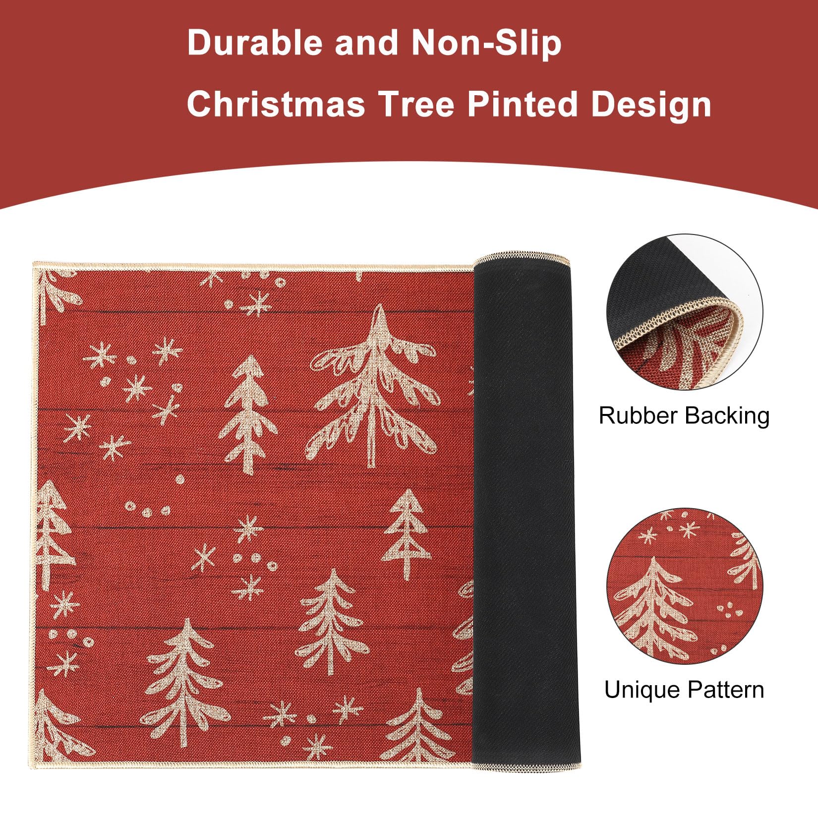 Garvee Zerbino Natalizio Antiscivolo Lavabile 40x60cm Tappeto Porta Interno Esterno Albero di Natale Verde
