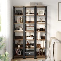 Libreria stretta Garvee a 6 ripiani con 6 ripiani per camera da letto e ufficio, 66"x12"x12", MDF robusto e metallo, design industriale, salvaspazio