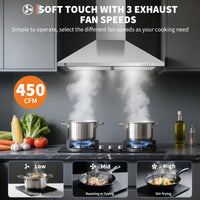 Cappa aspirante Garvee da 76.2 cm con filtro in alluminio per cucina, 250 CFM, touch e telecomando, silenziosa, convertibile, argento