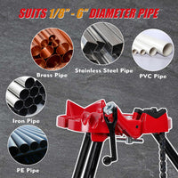 Supporto Morsa a Catena per Tubi Garvee con Treppiede - Gambe Acciaio Robusto, Pieghevole per Taglio e Filettatura 1/8-6" | Ideale per Festa del Papà