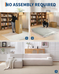 Divano componibile Garvee Cloud da 108" con chaise longue - Divano super morbido senza osso, velluto a coste, bianco, soggiorno, a L