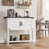 Tavolo consolle Garvee Farmhouse con 2 ante, in legno, robusto e antiinnesto, bianco-nero, 32 persone, per cucina e soggiorno - Bianco