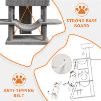 Albero per gatti Garvee Large Multi-Level da 68,5" per gatti di grandi dimensioni, 9 kg+, torre robusta con tiragraffi in sisal e amache, realizzato in legno e peluche per uso interno.