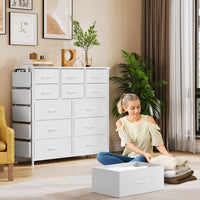 Cassettiera in tessuto Garvee bianca a 12 cassetti con tasche laterali per camera da letto e soggiorno, robusta, leggera, versatile