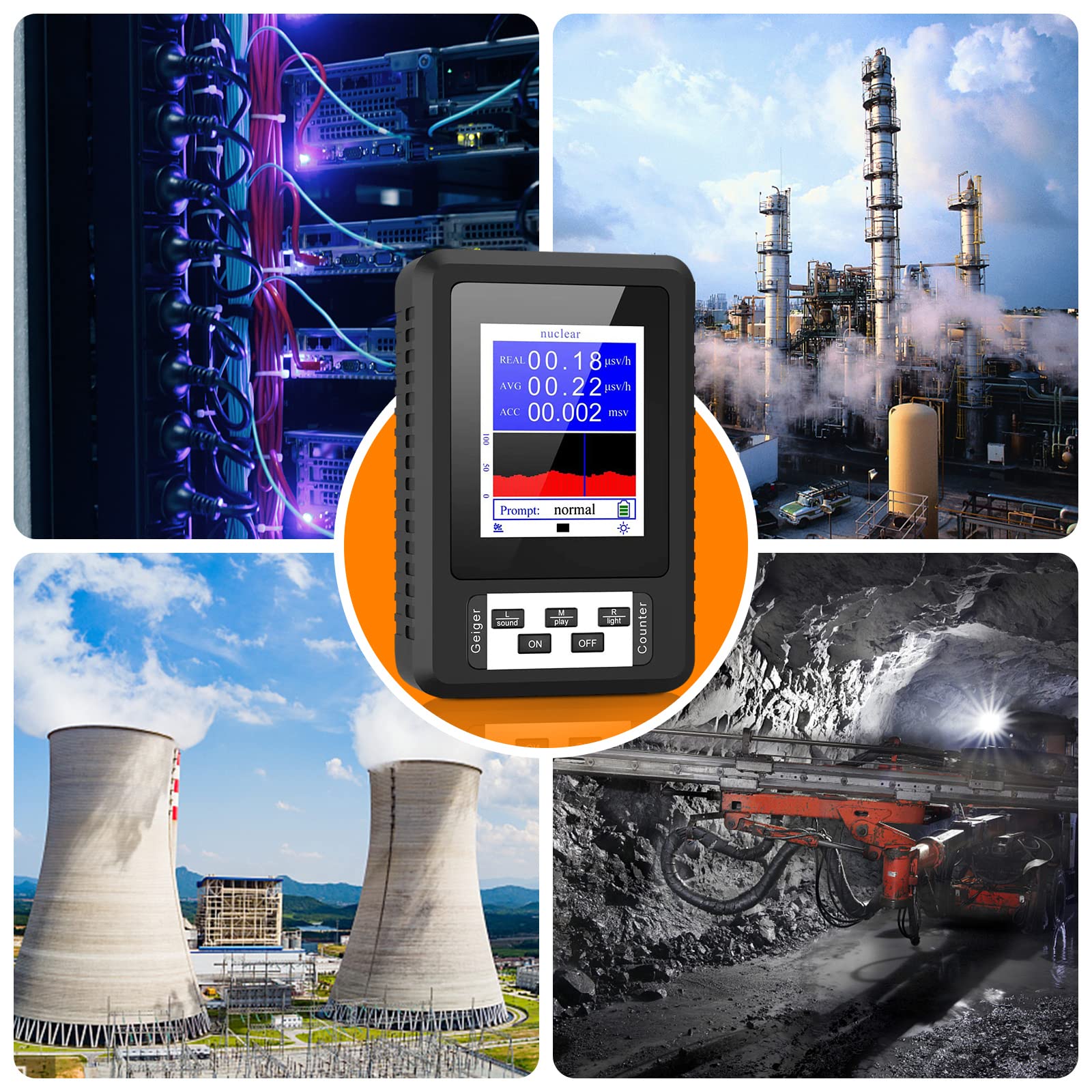 Contatore Geiger Garvee XR1-B Dosimetro Rilevatore Radiazioni Nero Portatile Preciso - Regalo Festa del Papà per Laboratorio e Campo