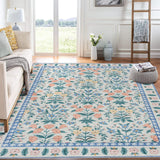 Tappeto decorativo Garvee per interni Boho, motivo floreale nero, 200x290 cm, antiscivolo, a pelo corto, per soggiorno, cameretta dei bambini, sala giochi - Bianco