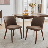 Garvee Sedie da Pranzo Imbottite 2 Pezzi Tessuto Comfort Ergonomico Gambe in Legno Massello Stile Mid-Century per Ristorante e Caffè 78x47x51cm Grigio - Dark Brown Pu