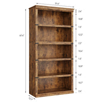 Libreria Garvee Triple Wide a 4 ripiani, design industriale, robusta struttura in legno, vintage, 170 cm di altezza x 80 cm di larghezza x 32 cm di profondità, soggiorno