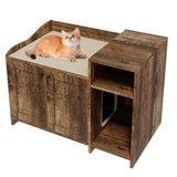 Garvee Mobile per Lettiera Gatto in Legno, Doppia Porta, Spazioso, Anticani, Aria Ventilata, Mobile Laterale, Interni, 86x50x61,5 cm - Retro Color