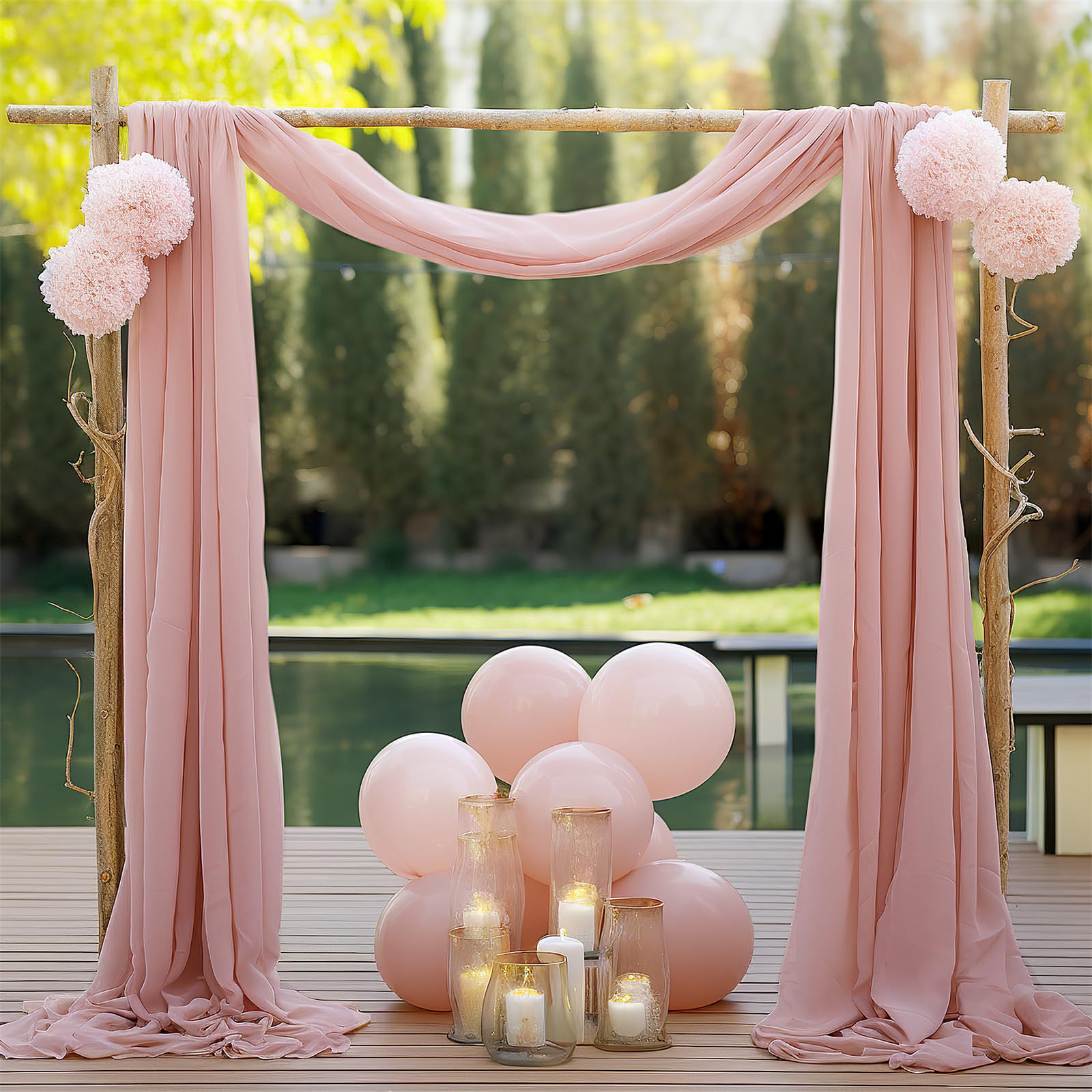 GARVEE 2x18FT Tessuto drappeggiante per arco nuziale trasparente per fotografia all'aperto, 70x550cm, bianco