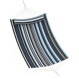 Garvee Amaca Doppia Capacità Tessuto Resistente con Barra Curva e Cuscino per Patio e Campeggio, 204 kg, Outdoor Blu - Dark And Light Blue Stripes