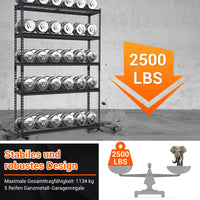 Scaffalatura metallica Garvee, resistente, 5 ripiani regolabili, robusta, 122x46x183 cm, officina/garage