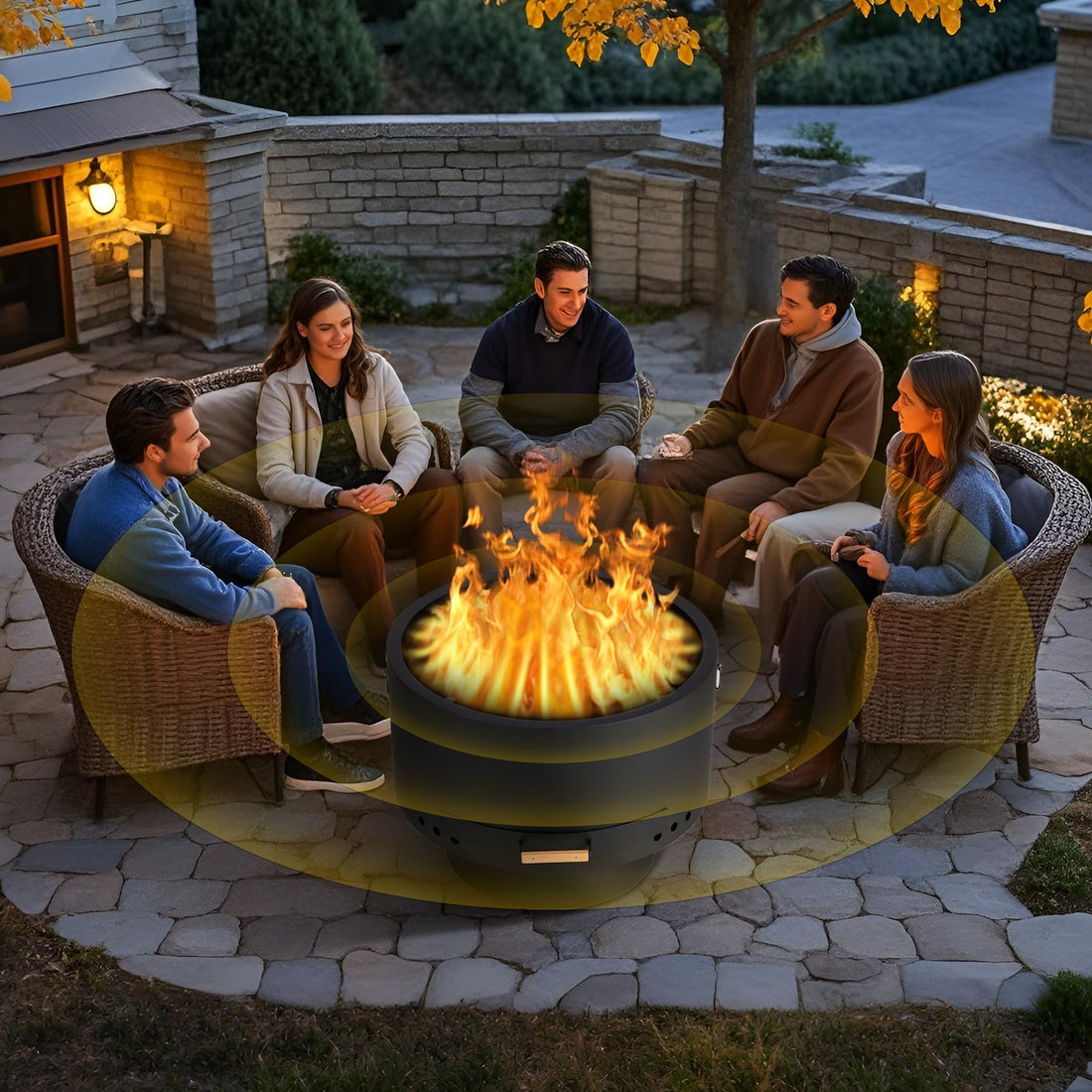 Braciere Garvee Ø66 cm con griglia e parascintille – Braciere da giardino per legna e carbone