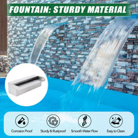 Fontana per piscina Garvee in acciaio inox con cascata, 45 x 11,4 x 8 cm, antiruggine, per giardino e piscina