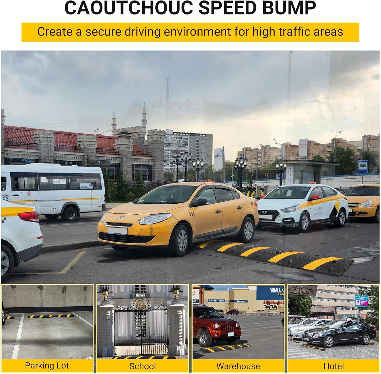 Dossi Rallentatori Gomma Garvee Cable Bridge 6 Piedi*2 con 8 Bulloni - Ideale per Strade, Parcheggi, Scuole | Carico 66000 lb Giallo