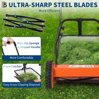 Tosaerba Manuale Garvee 14" 5 Lame Acciaio - Regolabile, Silenzioso, Ecologico con Raccoglierba | Perfetto per Festa del Papà e Cura Giardino