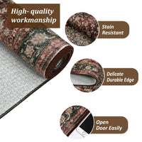 Tappeto Garvee 160x230cm, lavabile, retrò, per soggiorno, marrone rossiccio, morbido, antiscivolo, grande, vintage, a pelo corto, per camera da letto, sala da pranzo, ufficio.