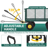Carrello da Giardino in Acciaio Garvee per Festa del Papà | Capacità 1100 libbre, Maniglia 180° Girevole, Pneumatici 10", Lati Rimovibili, Robusto per Cortile