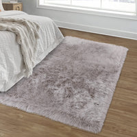 Garvee Tappeto Morbido Finto Pecora Shaggy 1000 GSM Antiscivolo Grigio 4x6 Piedi Rettangolare per Camera e Soggiorno