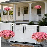 Garvee Set di fiori di bouganville artificiali con cesto per giardino e terrazza, rosa, resistente ai raggi UV, resistente alle intemperie