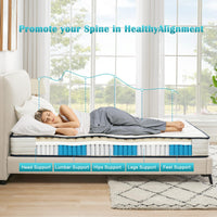 Materasso Garvee 140 x 200 cm, molle insacchettate, 7 zone, altezza 21 cm, schiuma comfort H3, rivestimento in microfibra, per bambini e adulti