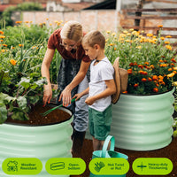 Aiuola rialzata ovale Garvee 4,5x2x1 piede in acciaio zincato antiruggine con base aperta, verde, senza attrezzi, per giardino e patio