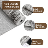 Tappeto vintage lavabile Garvee 80x150cm antiscivolo morbido per soggiorno camera da letto cucina grigio retrò