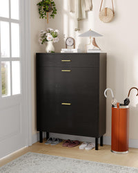 Scarpiera stretta Garvee con 3 cassetti, ripiani regolabili, in legno MDF, antiribaltamento per corridoio e ingresso, design moderno, colori naturali