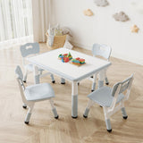 Garvee Tavolo Bambini Regolabile Con 4 Sedie Ergonomiche Per Asilo E Scuola Materna, Piano Graffiato, PEHD Sicuro, Multifunzione, Facile Da Montare