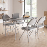 Set di 4 sedie pieghevoli Garvee con imbottitura spessa in PU, viola in metallo, piedini antiscivolo per ufficio ed eventi, grigio, ergonomiche e impilabili - Grigio