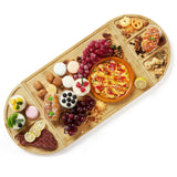 Garvee Set Tagliere Formaggi 3 Pezzi in Bambù con Magnete Multiuso per Cucina e Feste 5 Scomparti Naturale