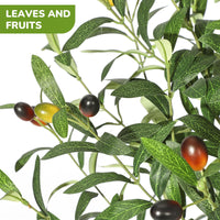 Albero di ulivo artificiale Garvee alto 6 piedi con tronco realistico in PE e foglie regolabili per la decorazione del soggiorno, vaso in PP bianco