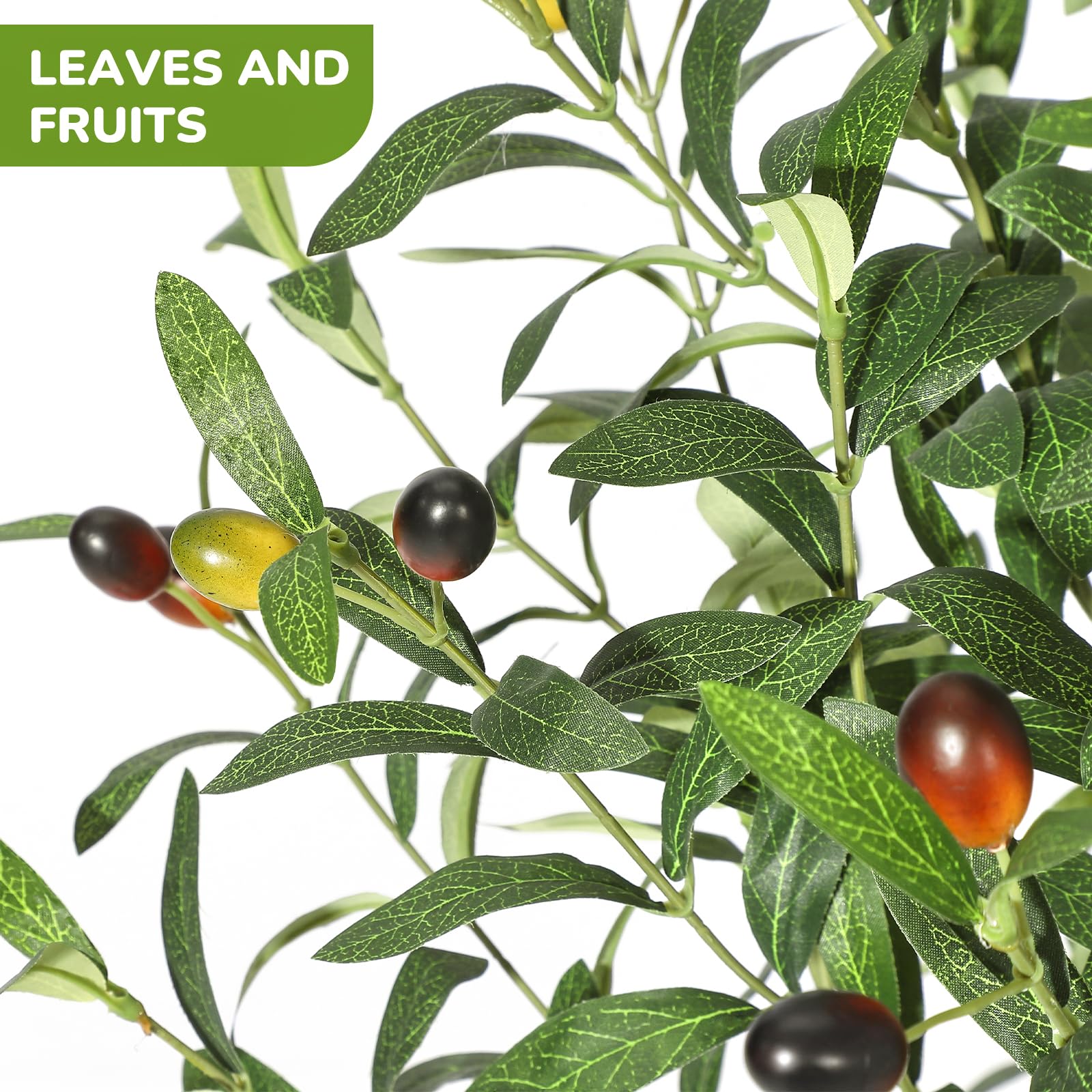 Albero di ulivo artificiale Garvee alto 5 piedi con tronco realistico e frutti per la decorazione di casa e ufficio, vaso bianco in PP ignifugo