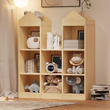 Libreria per bambini Garvee 8 Cubby, a forma di castello, ampio spazio di archiviazione, protezione antiribaltamento, legno, 3 ripiani, per cameretta e sala giochi, bianca