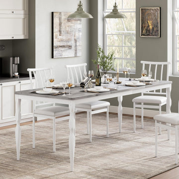 Tavolo da pranzo Garvee da 180 cm in stile rustico per 6-8 persone con robusto piano in legno e gambe in metallo stabili per cucina e sala da pranzo, rettangolare, antigraffio