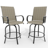 Garvee Sedie Da Bar Girevoli Da Esterno Set 2 Tessuto Textilene Resistente Schienale Alto Braccioli Girevoli 360° Altezza Bar Patio Giardino - Light Grey