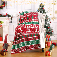 Coperta natalizia Garvee in flanella Sherpa 50x60, rossa, verde, calda e accogliente, reversibile, decorazione per divano.